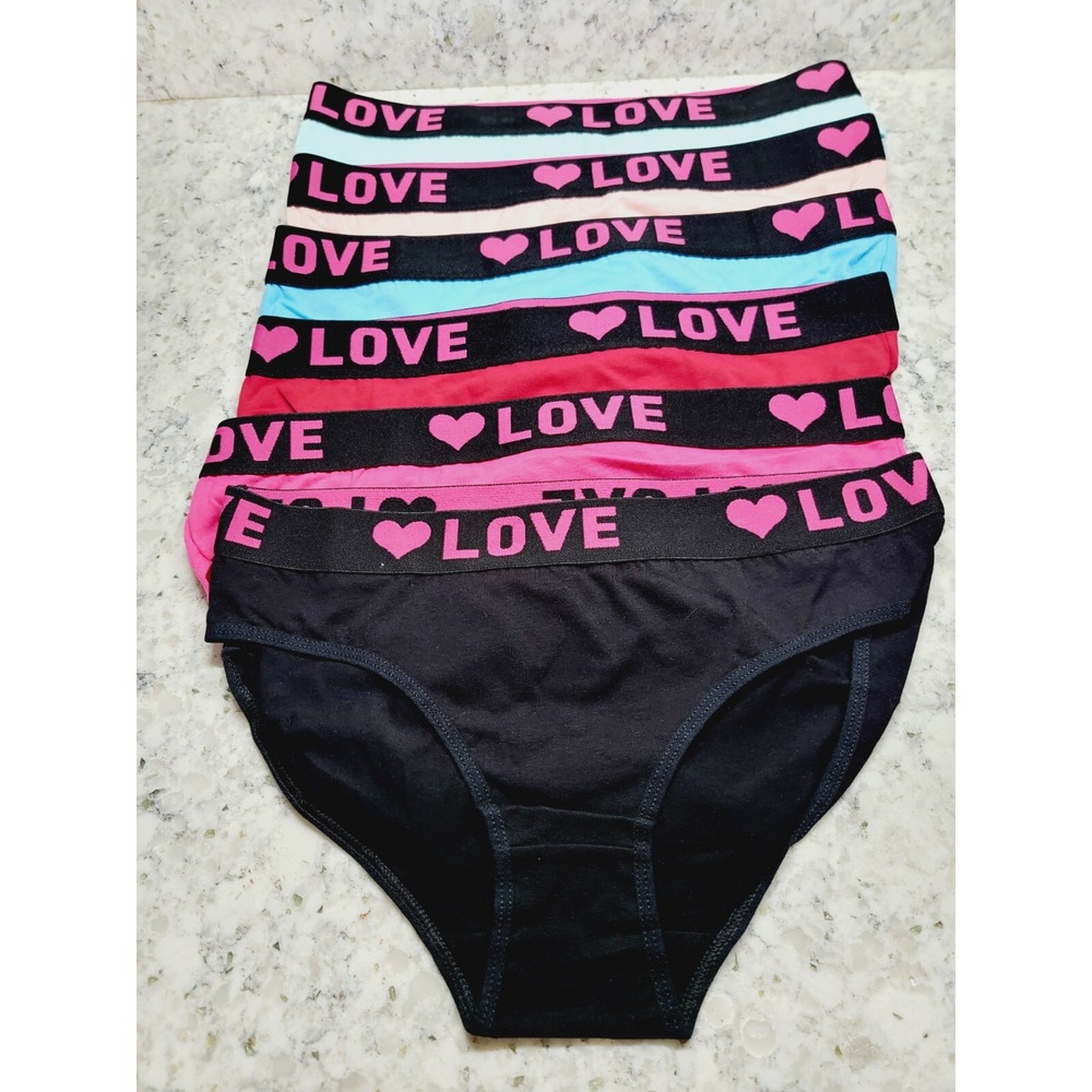 Ladies XL Lot Of 6 colorful Bikini Panties‎ Asst Colors Love Theme New